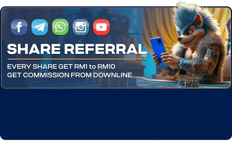 Share referral — earn commission from your downline